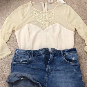 NWT FOREVER 21 BEADED MESH TOP